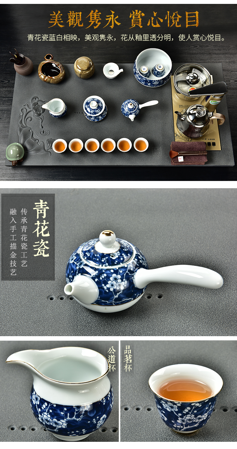 The beginning day, violet arenaceous kung fu tea set sharply stone tea tray was full of a complete set of intelligent electric tea stove four oneness automatically sheung shui