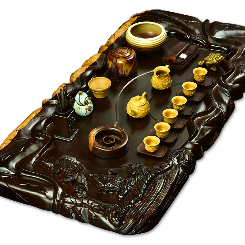 The beginning day, kung fu tea set tea tray was solid wood ebony purple sand tea tea sets tea sea kung fu tea set