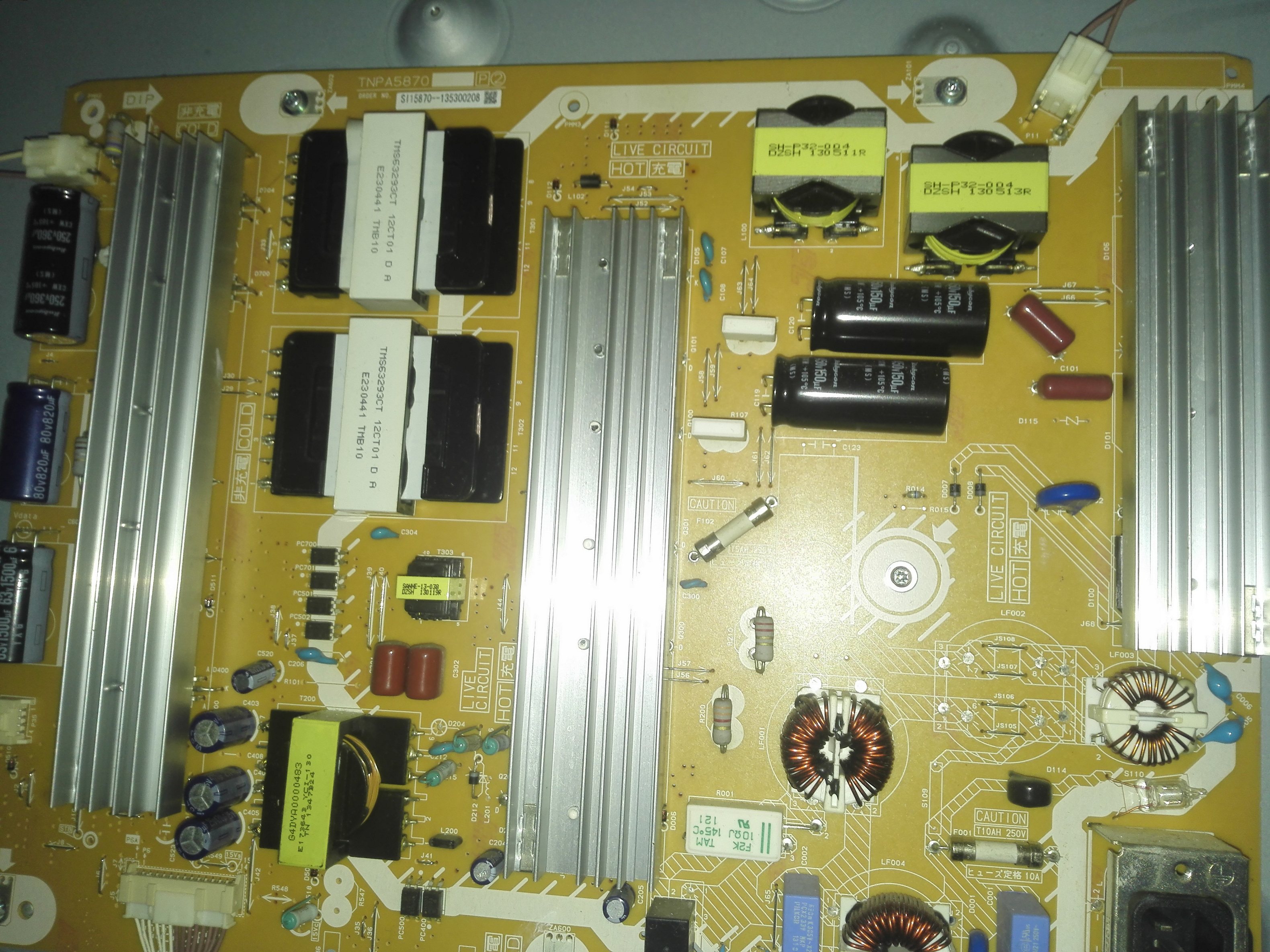 Repair of the Panasonic TNPA5870 TH-P60S60CD TH-P55S60CD TH-P55S60CD supply board