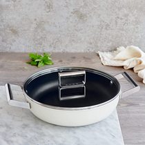 Italian brand imported Smeg CKFD2811CR SMEG coated pan frying pan high end milk white pot