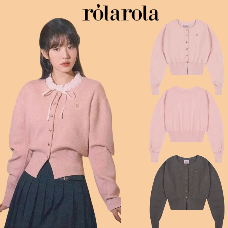 【Authentic 70% off】Korean Rolarola Zhang Yuanying's Same Style Knitted Button Cardigan Sweater, Korean Style, New for Autumn and Winter