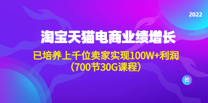 淘宝天猫业绩增长课：已培养上千位卖家实现100W+利润（超细视频课程）