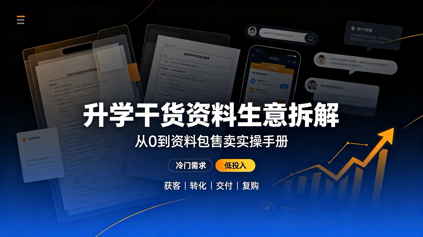 M6581453冷门升学干货资料赛道-个人轻资产变现实操手册教程-简创库网