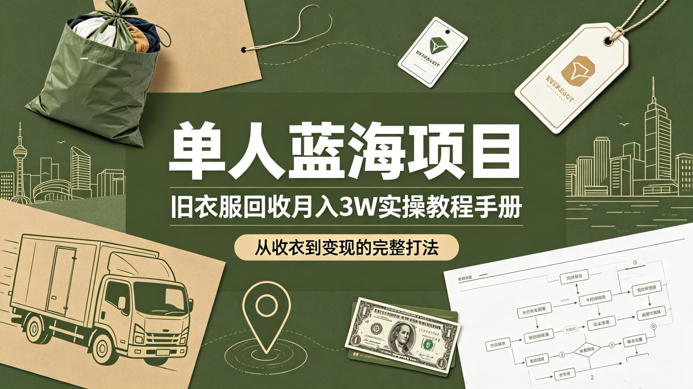 图片[1]-M658118旧衣服回收月3W实操教程手册【单人蓝海赛道】-简创库网