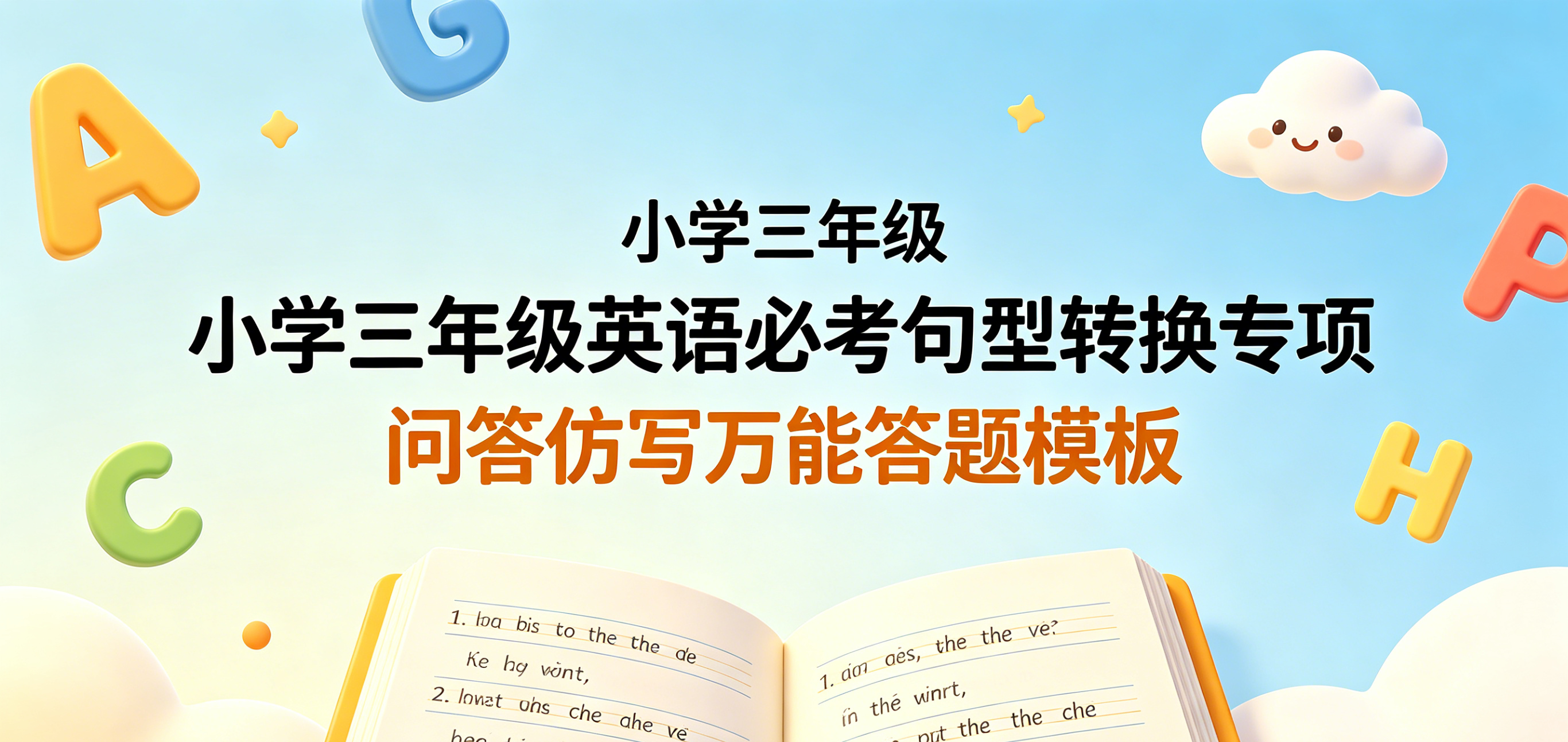H9883小学三年级英语必考句型转换专项 问答仿写万能答题模板-简创库网