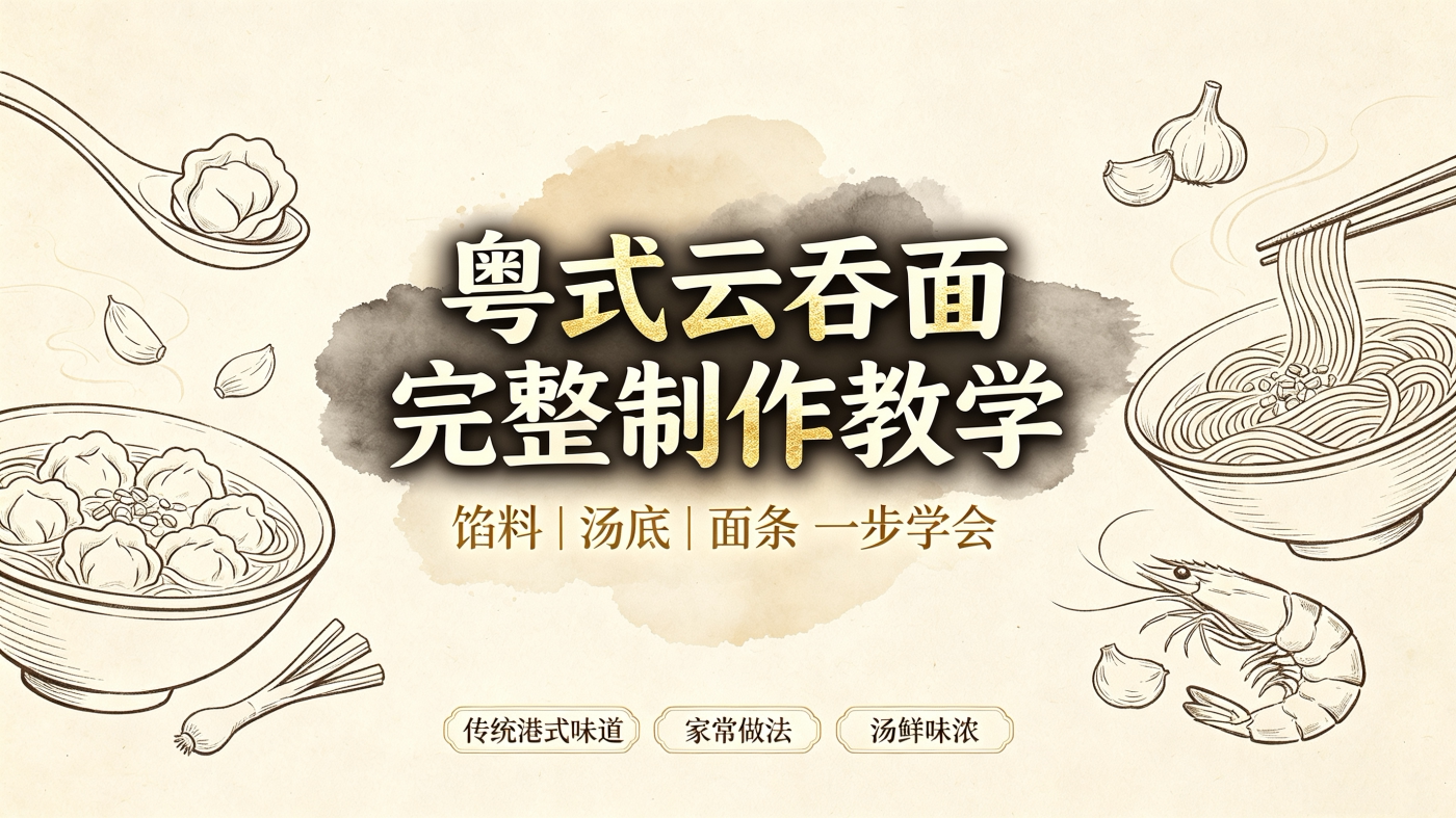 L25957粤式云吞面馅料、汤底、面条制作完整教学-简创库网