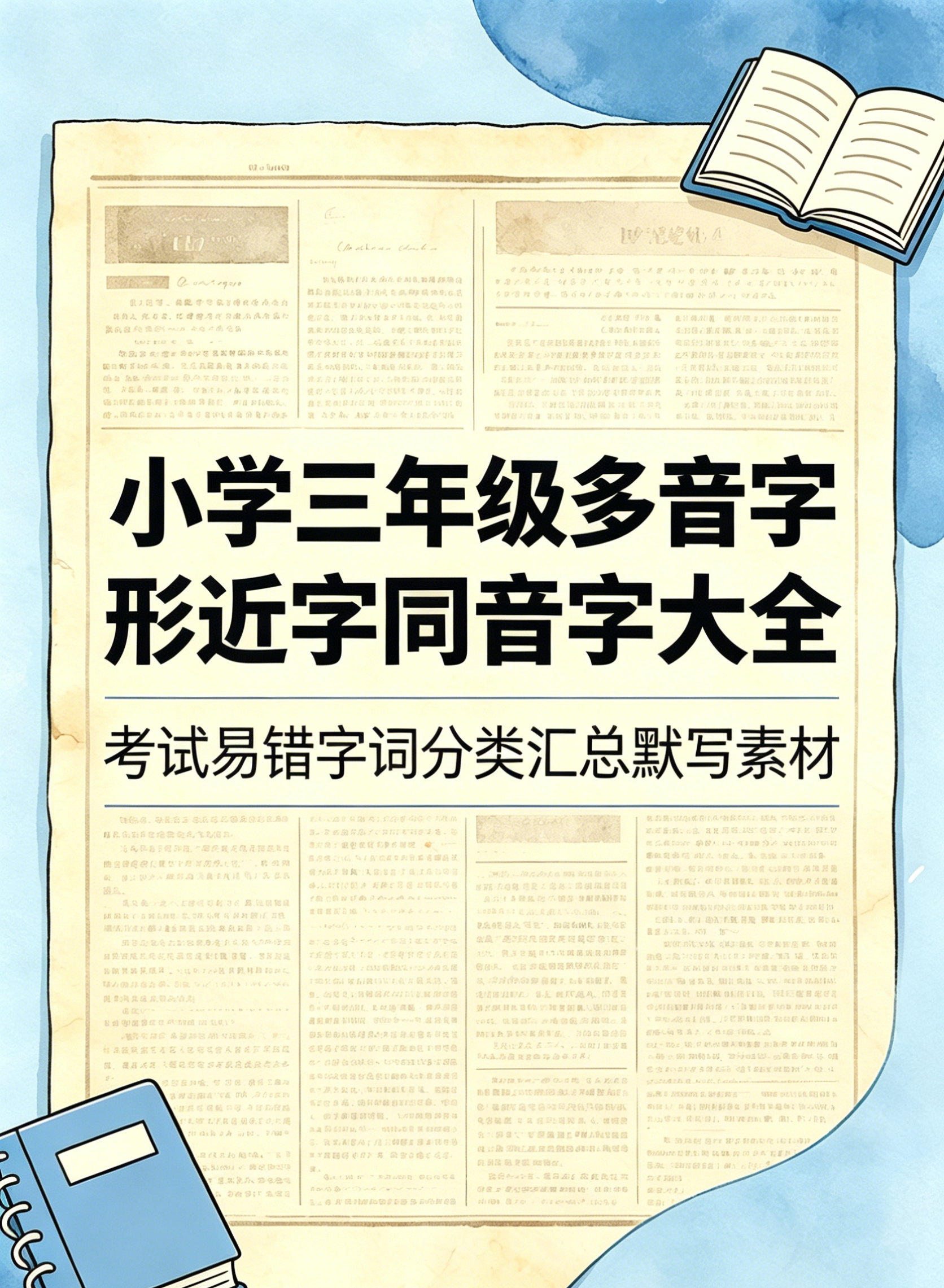 H9865小学三年级多音字形近字同音字大全 考试易错字词分类汇总默写素材-简创库网