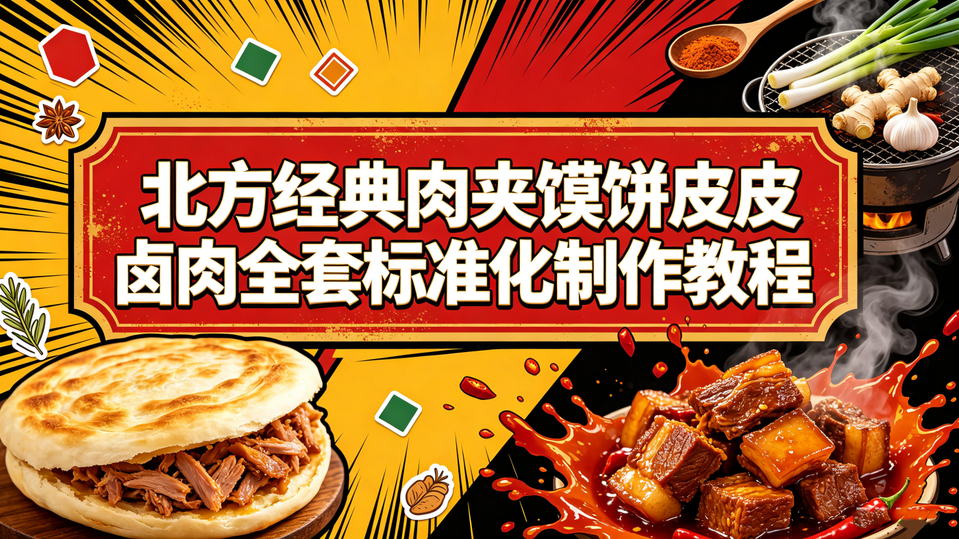 L25959北方经典肉夹馍饼皮卤肉全套标准化制作教程-简创库网