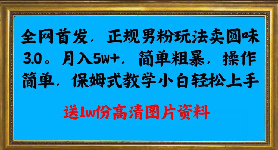 图片[1]-正规男粉玩法卖圆味玩法教学，简单粗暴月入5W+，操作简单【全网首发】-暗冰资源网