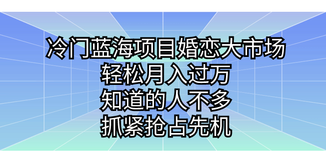 图片[1]-冷门蓝海婚恋项目操作教程，轻松月入过万-知道的人不多，抓紧抢占先机！-暗冰资源网