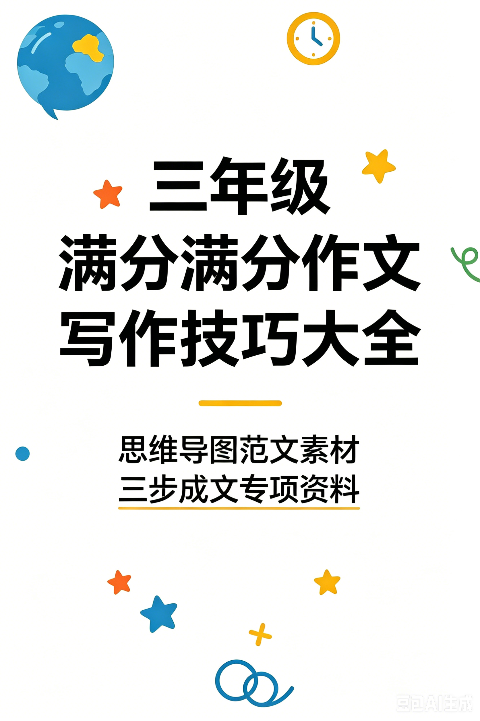 H9866三年级满分作文写作技巧大全 思维导图范文素材三步成文专项资料-简创库网