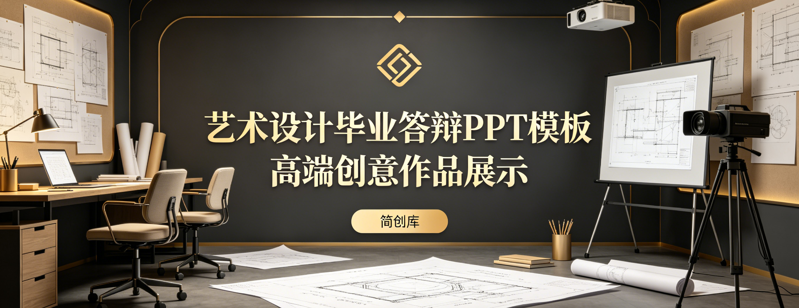 D2115艺术设计毕业答辩PPT模板 高端创意作品展示-简创库网