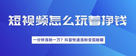 短视频快速涨粉变现秘籍，教你玩短视频边玩边挣钱-智多资源网