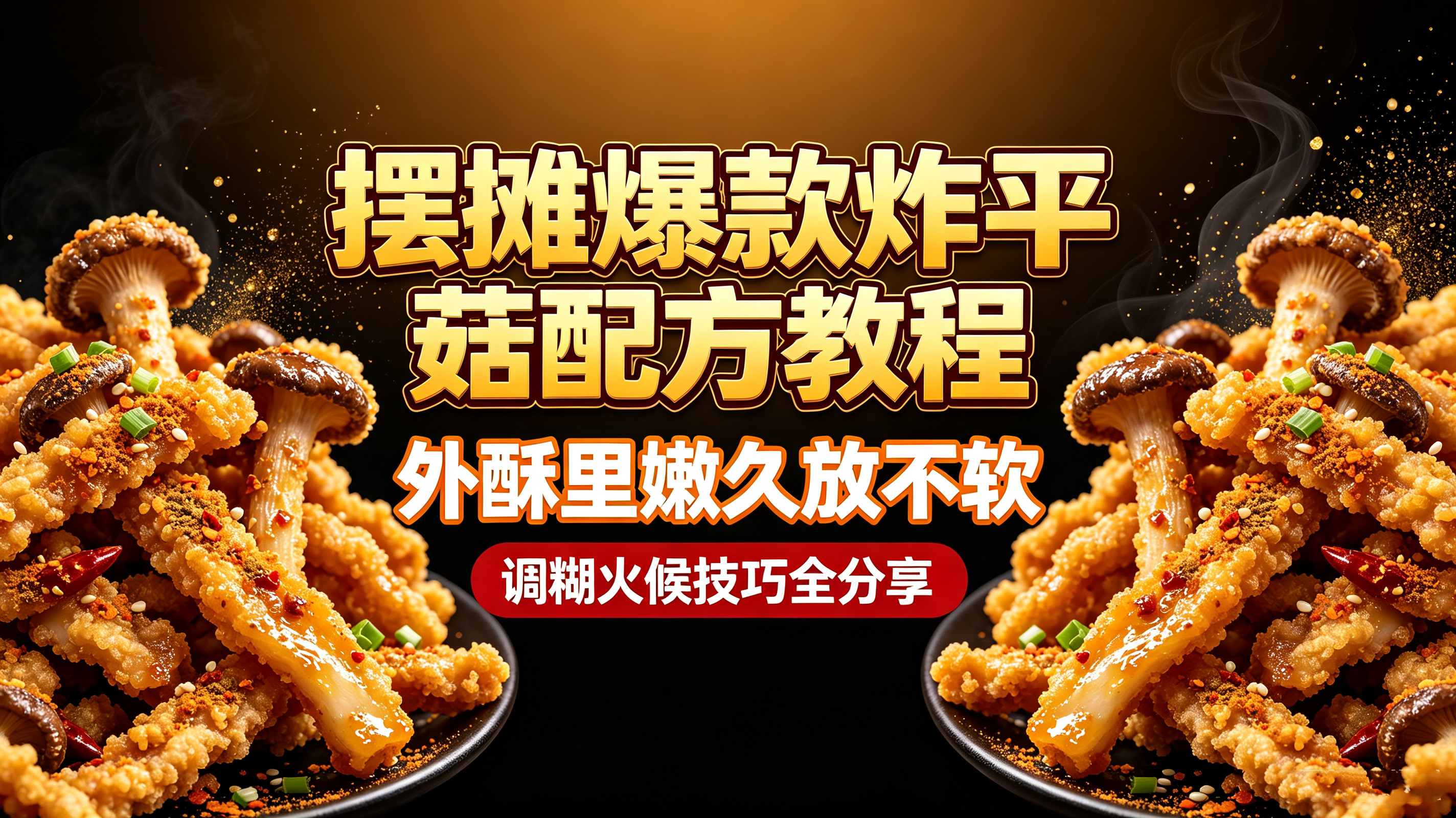 L59867摆摊爆款炸平菇配方教程,外酥里嫩久放不软,调糊火候技巧全分享-简创库网