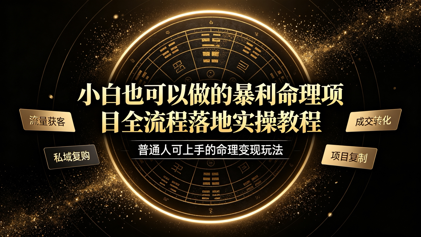 M65792小白也可以做的命理赛道-全流程落地实操手册教程-简创库网