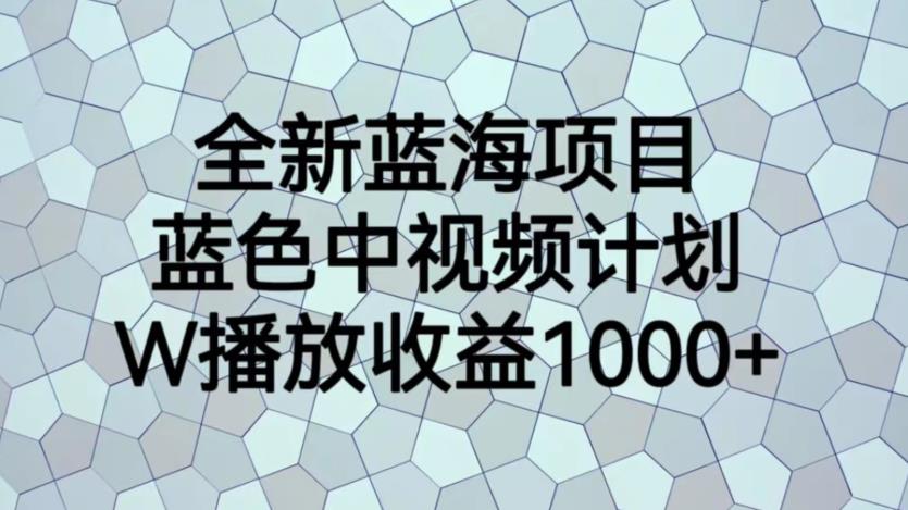 图片[1]-蓝色中视频计划蓝海项目【揭秘】1W播放量1000+暴力搬运软件-暗冰资源网