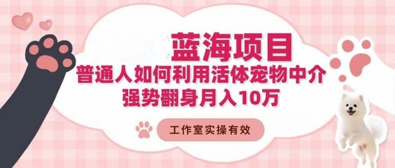 2025蓝海项目：普通人如何利用活体宠物中介，强势翻身月入10万 -1
