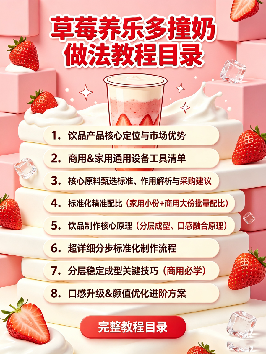 图片[2]-L85963草莓养乐多撞奶｜爆款分层甜饮 家用商用通用做法-简创库网