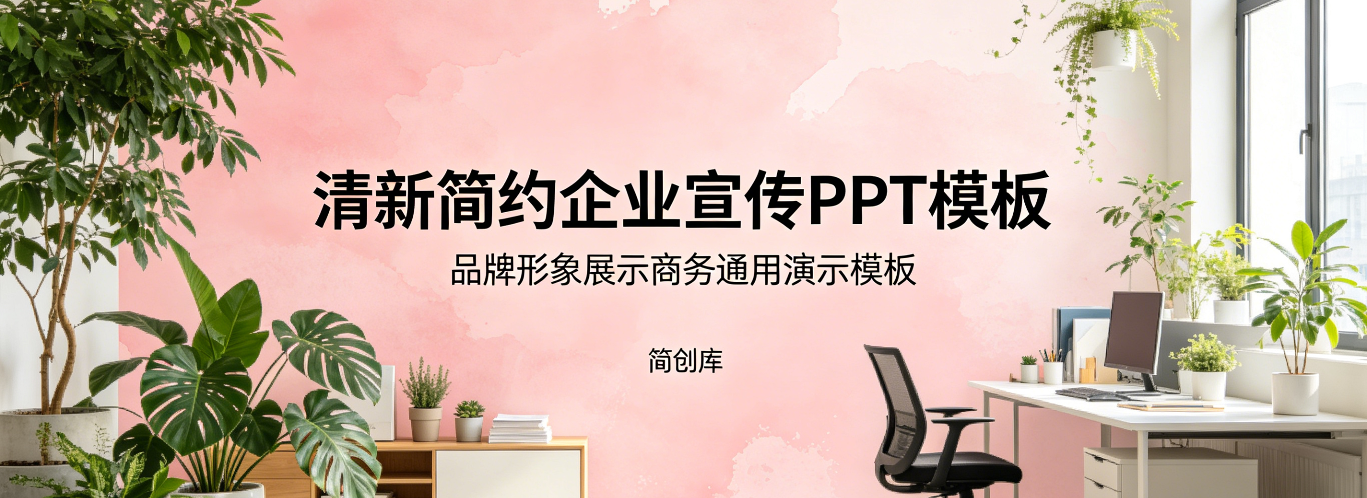 A4118清新简约企业宣传PPT模板 品牌形象展示商务通用演示模板-简创库网