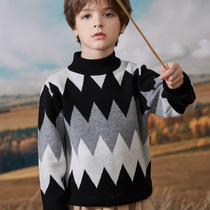 Boys pure cardigan autumn and winter childrens sweater knitted base shirt round neck pullover