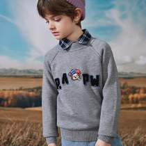 Boys woolen sweater 2021 autumn and winter New knit sweater childrens thread coat 100% pure wool