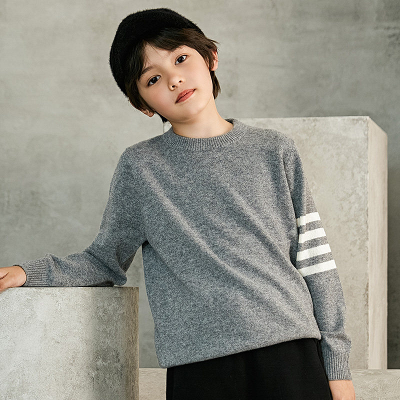 Children's cashmere sweater boy's sweater knitted bottoming shirt pullover middle and big children's sanitary clothing autumn and winter warm top pure cashmere
