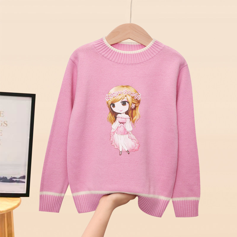 Girl Cashmere Sweatshirt 2021 Autumn Winter New CUHK Tong Knit Cardiovert Sweater Sweater Children Knit Clothed 100% Pure Wool