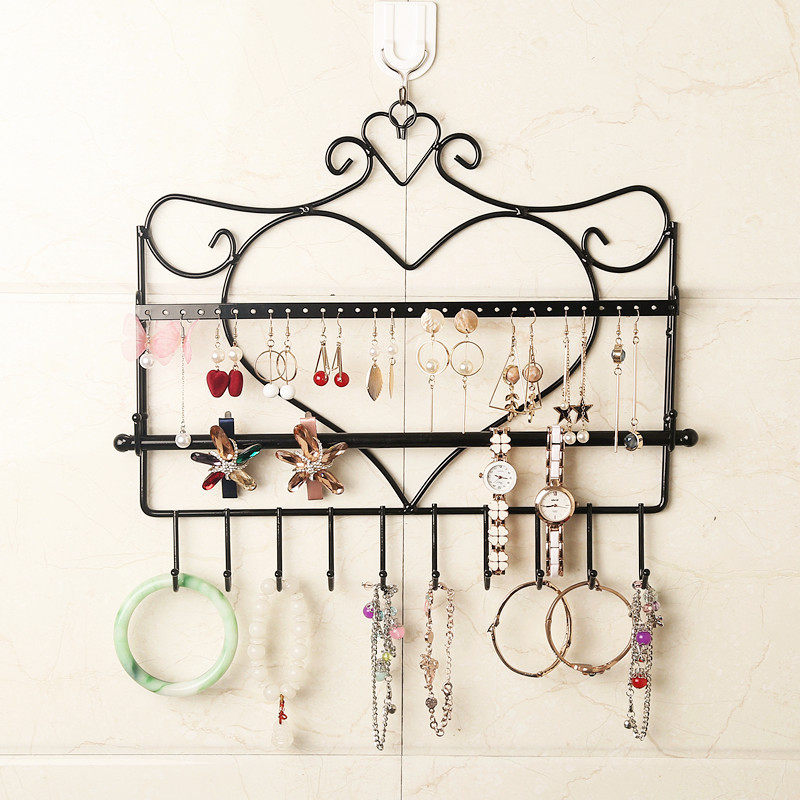 Wrought iron jewelry storage shelf display rack Wall hanging earrings shelf Ear needle ear jewelry necklace bracelet jewelry rack Household