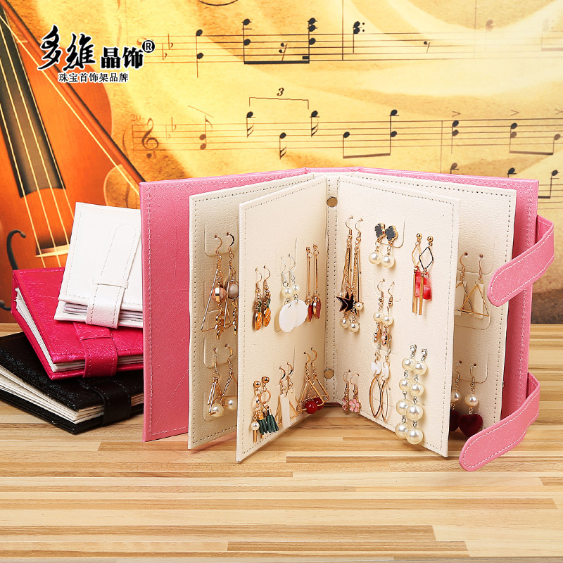 Creative earrings Ear pins storage book drop earrings Jewelry box Simple portable mini storage jewelry box gift