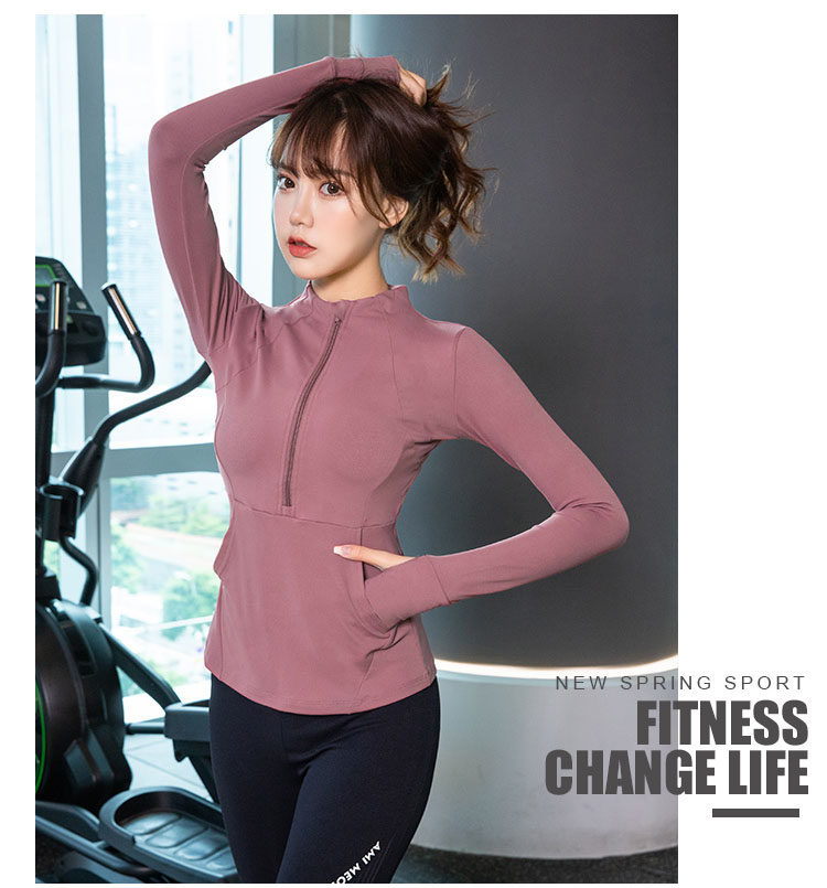 Куртка для йоги 瑜伽服装紧身快干长袖修身外衣上衣拉炼跑步性感运动外衣女性秋冬新款