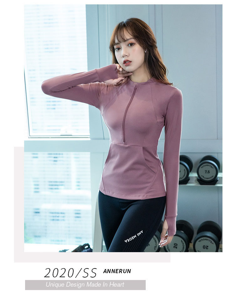 Куртка для йоги 瑜伽服装紧身快干长袖修身外衣上衣拉炼跑步性感运动外衣女性秋冬新款