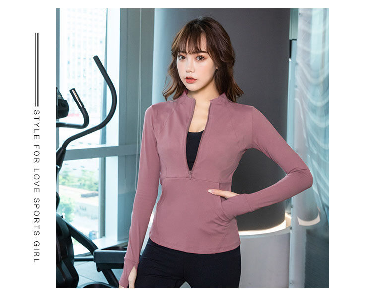 Куртка для йоги 瑜伽服装紧身快干长袖修身外衣上衣拉炼跑步性感运动外衣女性秋冬新款