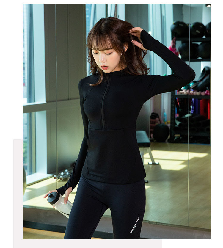 Куртка для йоги 瑜伽服装紧身快干长袖修身外衣上衣拉炼跑步性感运动外衣女性秋冬新款
