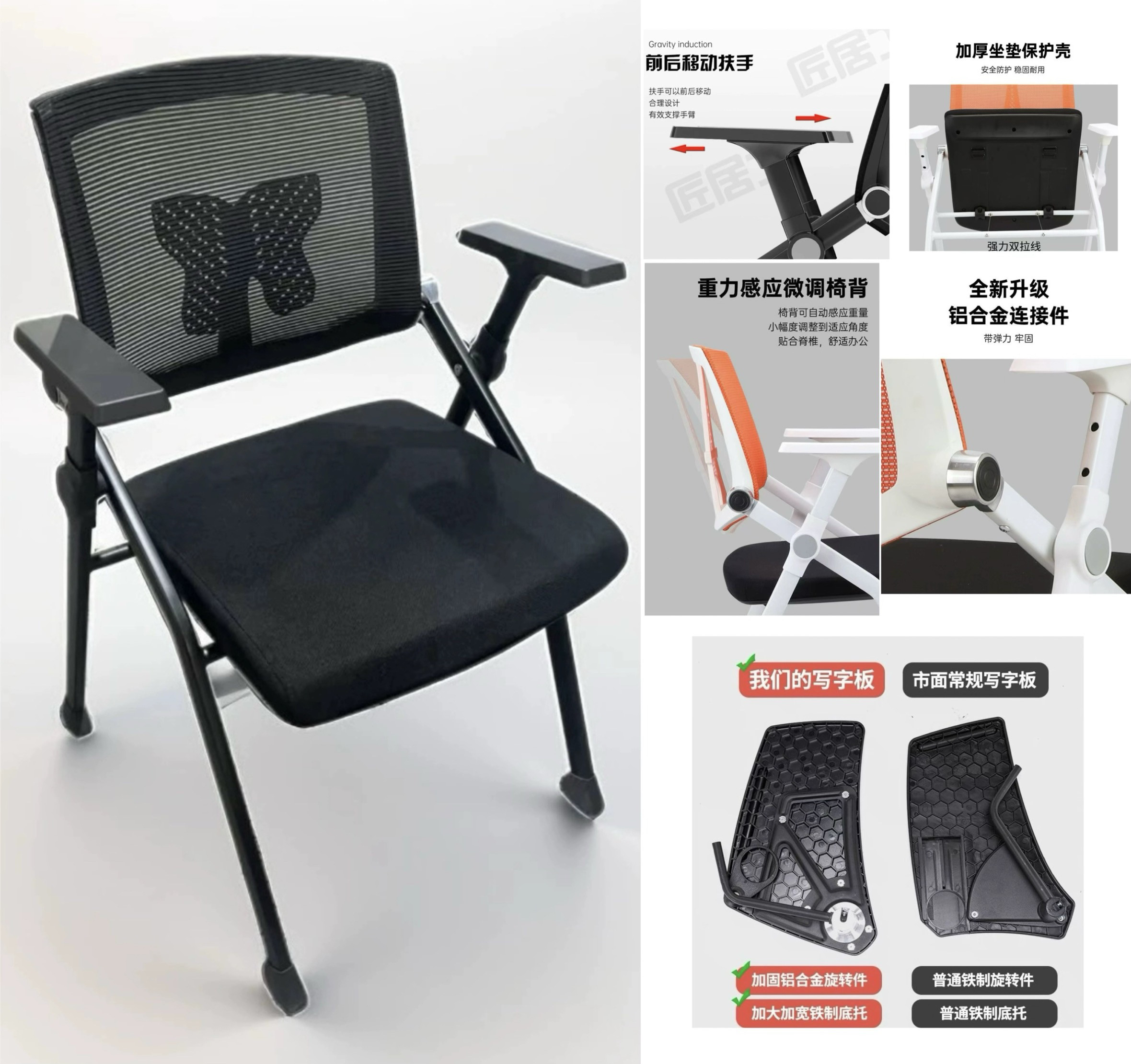 折叠培训椅带桌板会议椅:办公室神器!会议室秒变高能战场!-培训椅-淘宝好物网