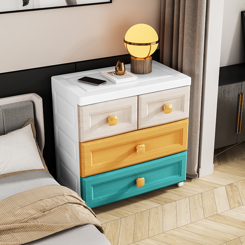 Bed head cabinet minimalist modern plastic drawer small cabinet small household size bed edge lockers bedroom home storage cabinet-Taobao