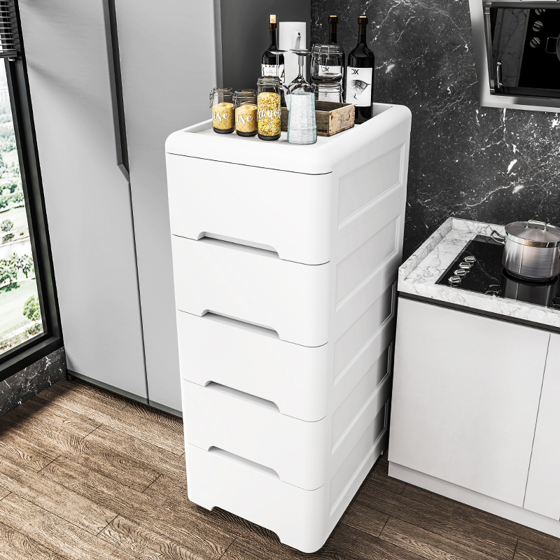 Home Thickened Clamp Slit containing cabinet Drawer White Plastic Containing Cabinet Slit Dressing Room Kitchen Shelve