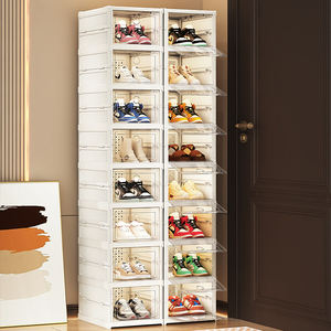 Transparent Shoe Box Storage Organizer for Home Use, Foldable Shoe Cabinet at the Entrance, Multi-Layer Simple Shoe Rack