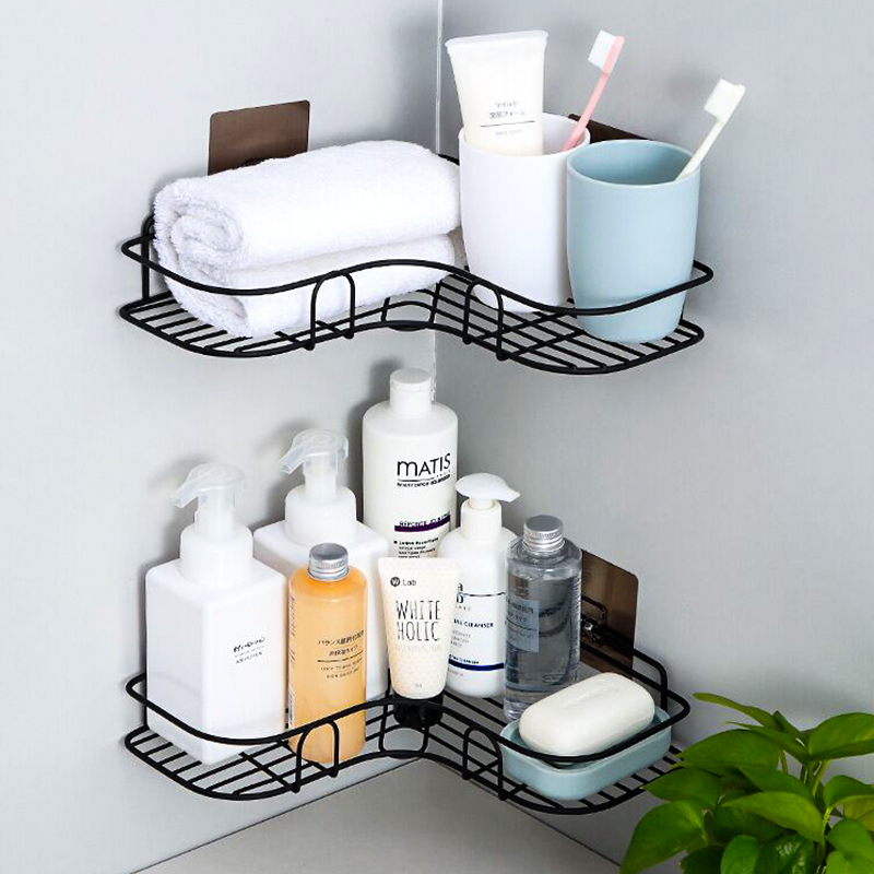Special Price Bathroom Perforated Corner Rack Wash Rack Dressing Room Suction Wall Type Tripod Subhanging Wall-mounted