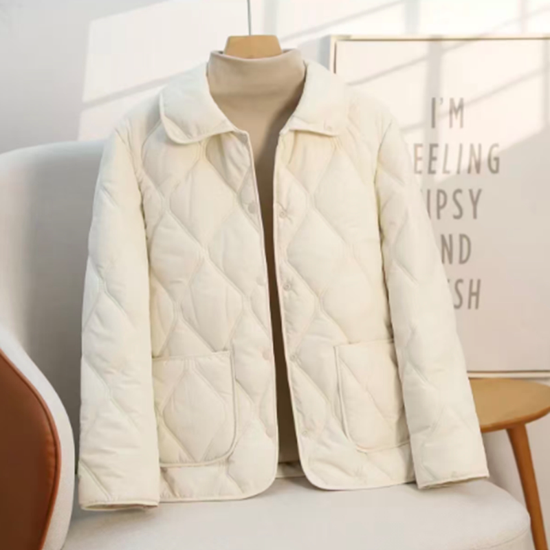 New Women's Winter Lightweight Cotton Coat, Slimming, Windproof, Lapel down Jacket, Middle-Aged Mother's Cotton Coat Jacket
