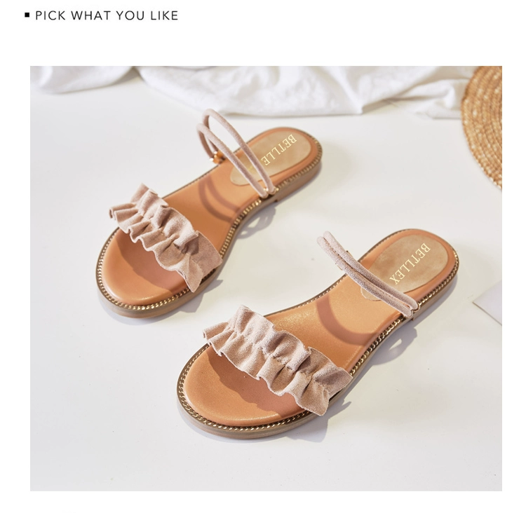 Dép nữ mùa hè phẳng 2018 mới sinh viên Hàn Quốc hoang dã đơn giản đôi giày cổ tích retro chic chic sandal đỏ dép sục nữ