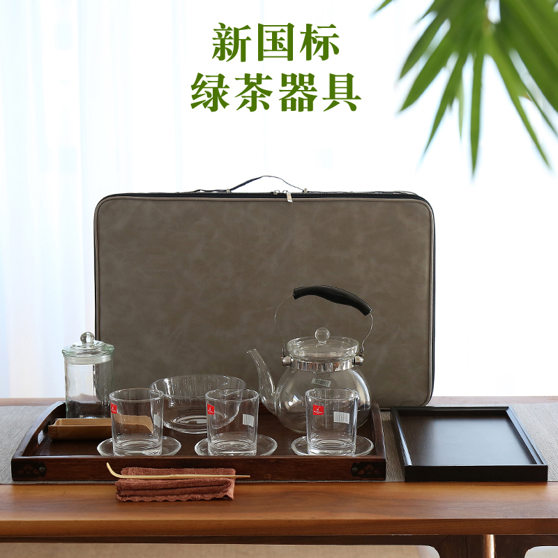 Green Tea Glass Tea Set, New National Standard Tea Art Exam Training Equipment, Glass Cup Tea Art Equipment, Special Model
