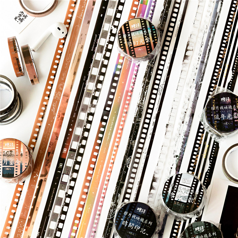 Film projector PET tape American retro journal collage material border speech bubble strip journal stickers