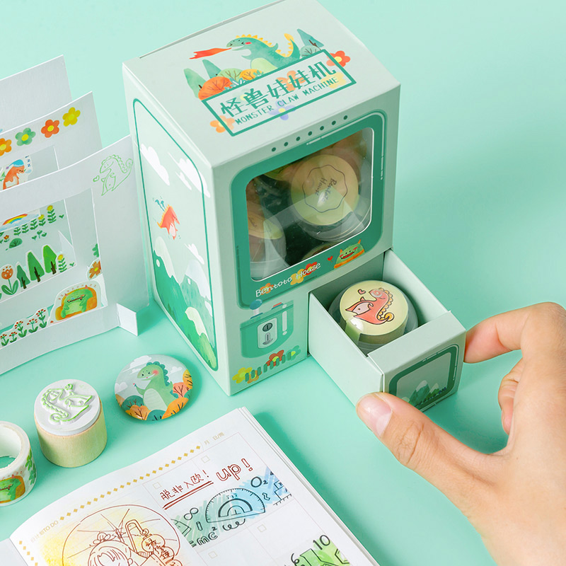 Fun Rocking Box Twist Egg Lucky Opportunity and Paper Adhesive Tape Combination Seal Imprinted Clay Badge SUIT HANDBILL TRIM PATCH