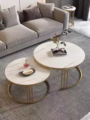 Nordic coffee table Simple modern creative small apartment household living room light luxury round round table combination small coffee table table