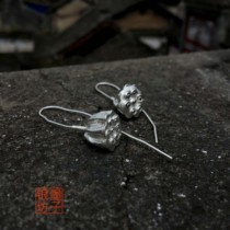 Original design of dry load listening to rain 999 pure silver hand - made dry lotus poop lotus earbucks silver decoration