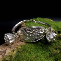 Original 999 Silver Hand - made Limpong Deep Engraving Traditional Ancient Fair Bracelet Bracelet Merzil Silver