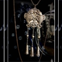 Original lone 999 pure silver hand - made Chinese wind retro classical fish deep - carved pendant necklace Muzu silver