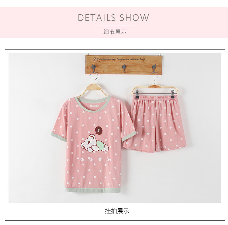 Mùa hè ngắn tay quần short nữ đồ ngủ set ngọt ngào dễ thương phim hoạt hình mùa hè cotton home dịch vụ hai mảnh mùa hè