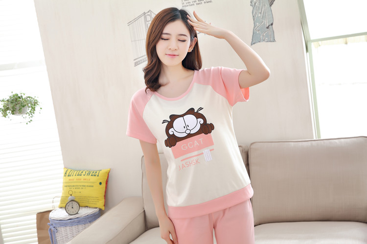 Mùa hè quần ngắn tay đồ ngủ nữ mặc giản dị bông dịch vụ nhà phù hợp với XL cotton nửa tay phụ nữ