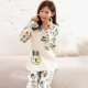 Bộ đồ ngủ nữ cotton dài tay phần mỏng phiên bản Hàn Quốc của bộ đồ mùa xuân và mùa thu cotton tươi phục vụ mùa hè cho sinh viên